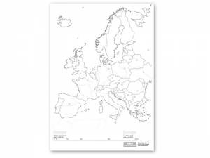 Europa. Mapy konturowe czarno-białe A4