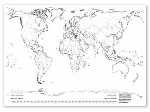 Świat. Mapy konturowe czarno-białe A4