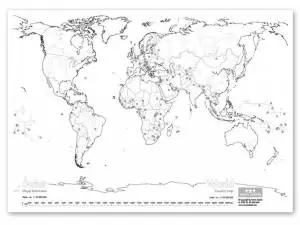 Świat. Mapy konturowe czarno-białe A4