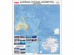 Mapa ścienna fizyczna Australia, Oceania i Antarktyda