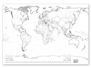 Świat. Mapy konturowe czarno-białe B1