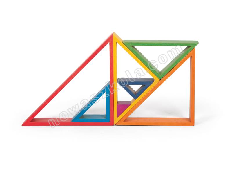 Tęczowe trójkąty. Układanka edukacyjna drewniana Nowa Szkoła