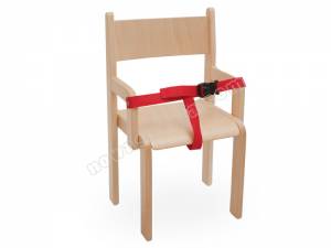 Krzesło przedszkolne drewniane Miś rozmiar 0 z podłokietnikami i szelkami Nowa Szkoła