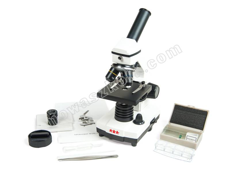 Mikroskop 64x-640x z akcesoriami. Zestaw Nowa Szkoła