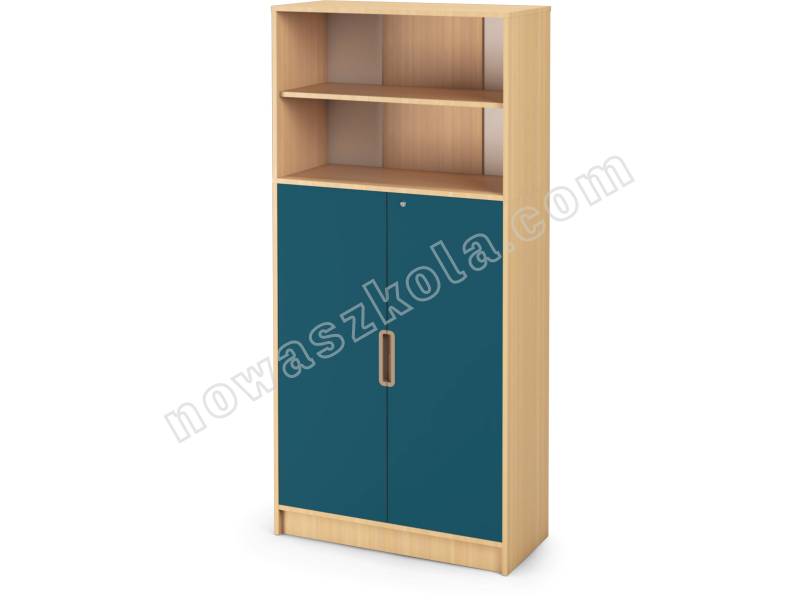 Tall Cabinet 92 with doors and lock - Type B - Emerald blue - School,  kindergarten and nursery furniture, toys for children